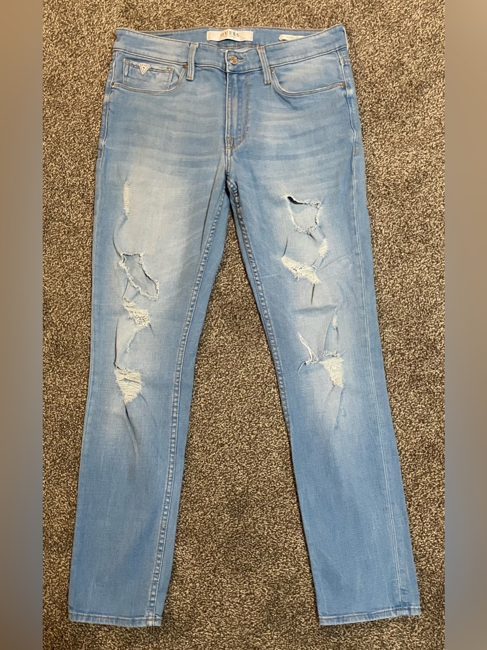 Guess Baby Blue Light Wash Distressed Skinny Jeans